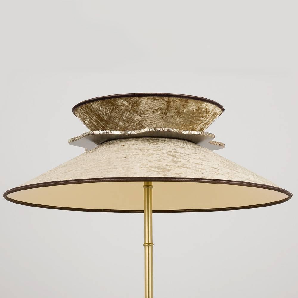 Modern Daisy Contemporary Floor Lamp Velvet Gold Pvc, Silvered Glass Necklace