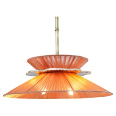 Daisy Contemporary Hanging Lamp 44, Koral Silk, Silvered Neacklace Glass, Brass