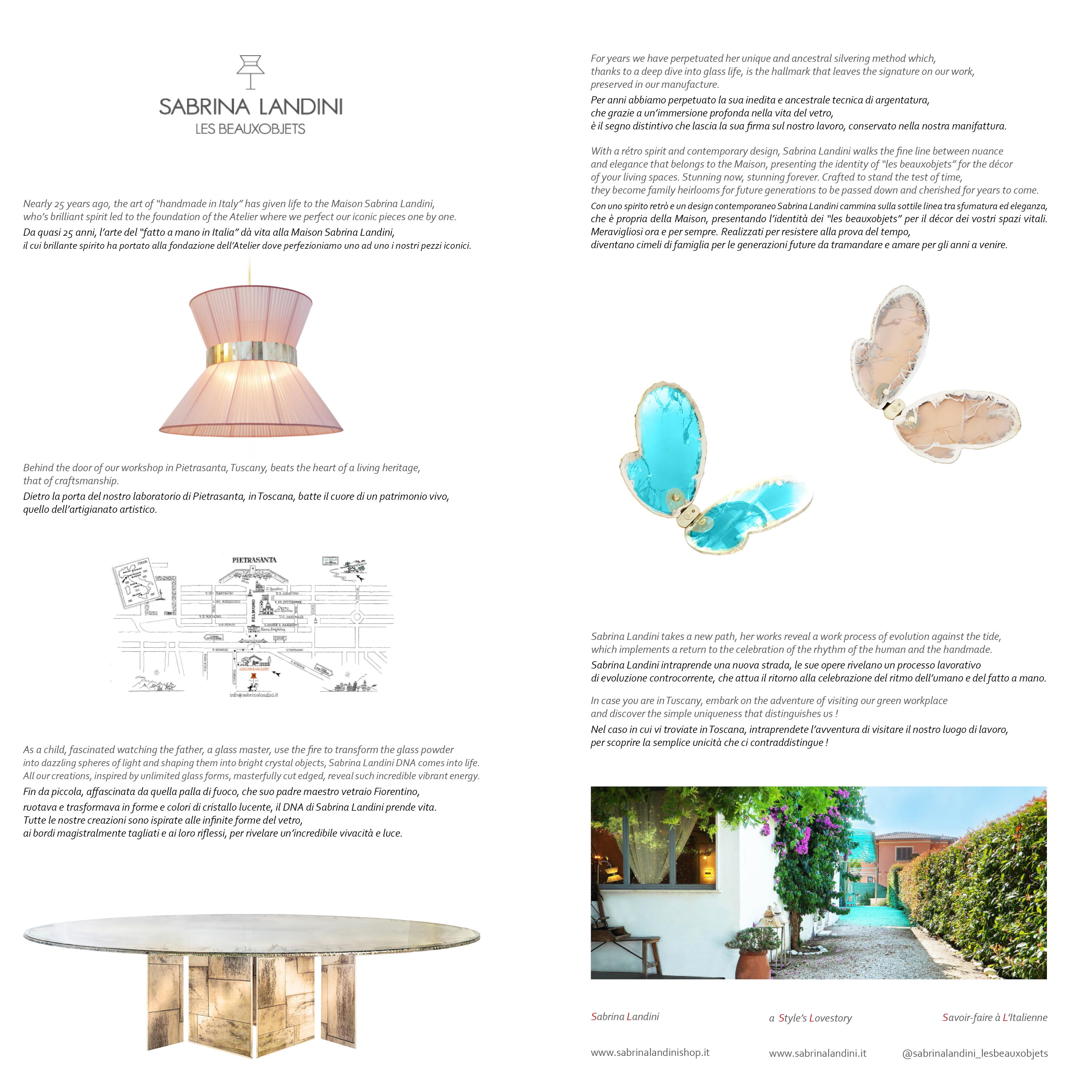 Lampada a sospensione contemporanea Daisy 44, seta rosa, vetro argentato Neacklace, ottone in vendita 3