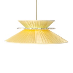 Lampada a sospensione contemporanea Daisy 44, seta solare, vetro argentato Neacklace, ottone