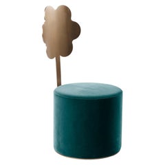 Daisy Contemporary Pouf in Metal and Fabric