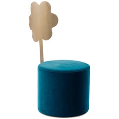 Daisy Contemporary Pouf in Metal and Fabric