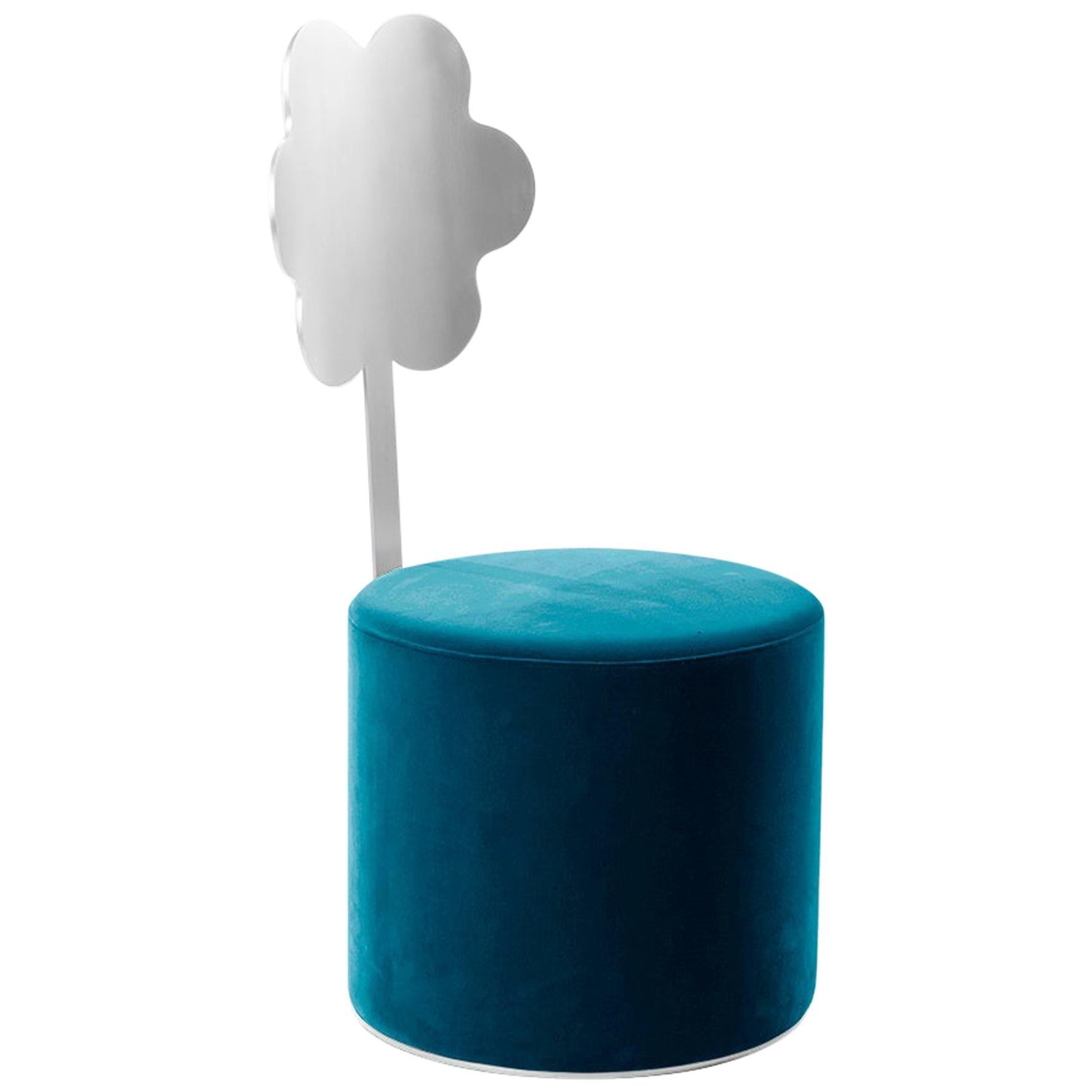 Daisy Contemporary Pouf in Metal and Fabric by Secolo