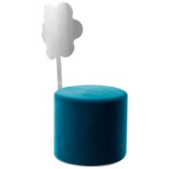 Daisy Contemporary Pouf in Metal and Fabric by Secolo