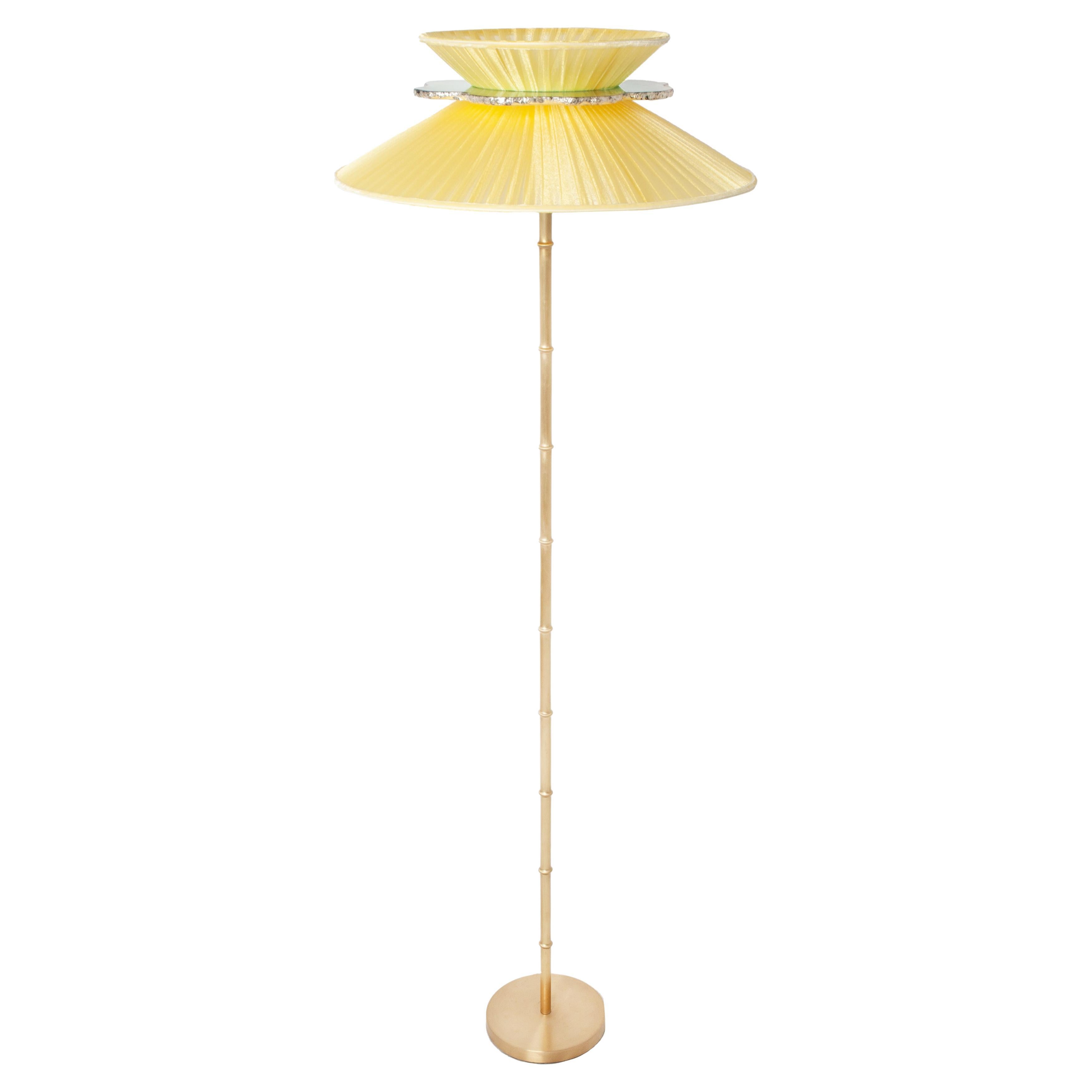 Daisy" Contemporary Standing 44 Lamp, Sun Silk Silvered Glass, Brass For  Sale at 1stDibs