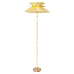 "Daisy" Contemporary Standing 44 Lamp, Sun Silk Silvered Glass, Brass