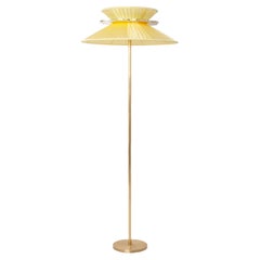 "Daisy" Contemporary Standing 44 Lamp, Sun Silk Silvered Glass, Brass