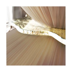 Daisy contemporary Table Lamp 44 champagne Silk, silvered necklace Glass