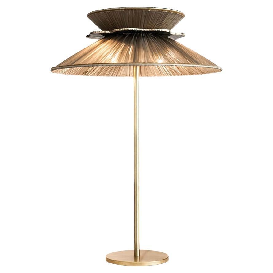 Daisy contemporary Table Lamp 44 champagne Silk, silvered necklace Glass For Sale