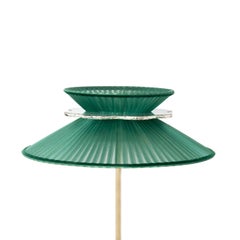 Daisy Contemporary Table Lamp 44 Emerald Silk Glass Silvered Necklace, Brass