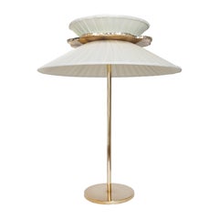 Daisy Contemporary Table Lamp 44 Ivory Silk Glass Silvered Necklace, Brass