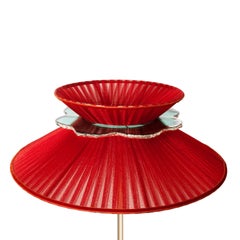 Daisy Contemporary Table Lamp 44 Red Silk Glass Silvered Necklace, Brass