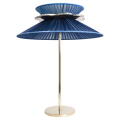Daisy Contemporary Table Lamp 44  Sapphire Silk Glass Silvered Necklace, Brass
