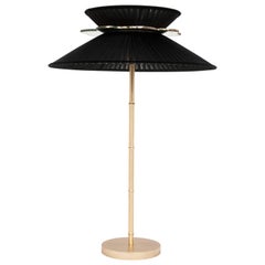 Daisy Contemporary Table Lamp Black Silk Glass Silvered Necklace, Brass Sale