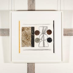 Vase à baldaquin avec abstraits, œuvre géométrique en techniques mixtes avec blanc et Brown