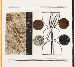 Canopy Vase with Abstracts, Geometric Mixed Media Work with White and Brown
