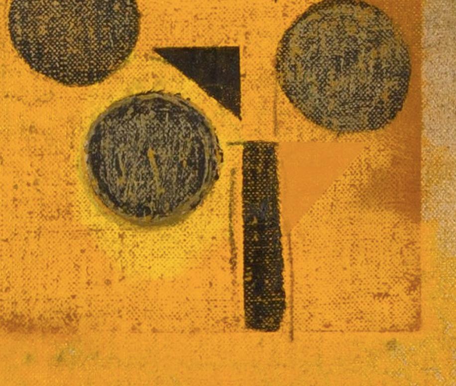 Albero astratto (giallo), 2024 - Pittura ad olio astratta e geometrica con cerchi 2