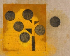 Albero astratto (giallo), 2024 - Pittura ad olio astratta e geometrica con cerchi
