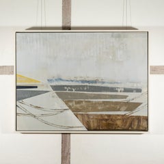 Another Day - Neutral Contemporary Abstract Oil Painting on Canvas, Grey + Brown