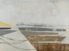 Another Day - Neutral Contemporary Abstract Oil Painting on Canvas, Grey + Brown