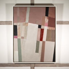 Autumn Walk - Contemporary Neutral Coloured Abstract Oil Painting with White