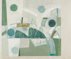 Beneath the Tree, 2024 - Abstract Oil Painting on Linen on Board, Green + White