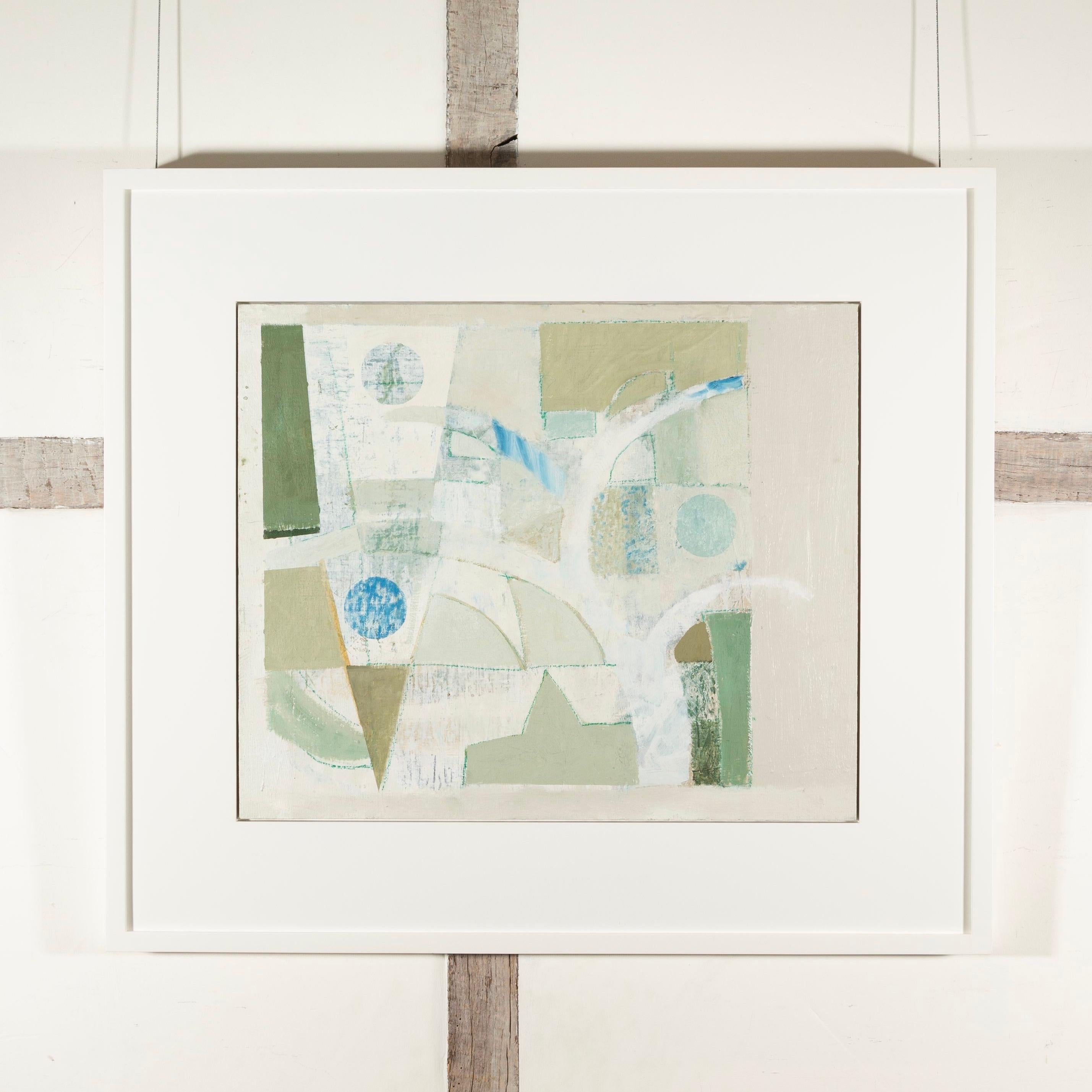 Sotto l'albero II, 2024 - Pittura a olio astratta di colore bianco, grigio e verde - Painting di Daisy Cook