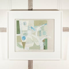 Sotto l'albero II, 2024 - Pittura a olio astratta di colore bianco, grigio e verde