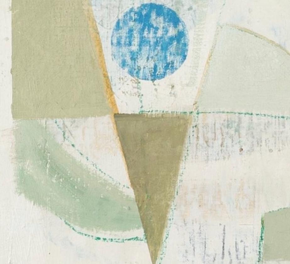 Sotto l'albero II, 2024 - Pittura a olio astratta di colore bianco, grigio e verde in vendita 1