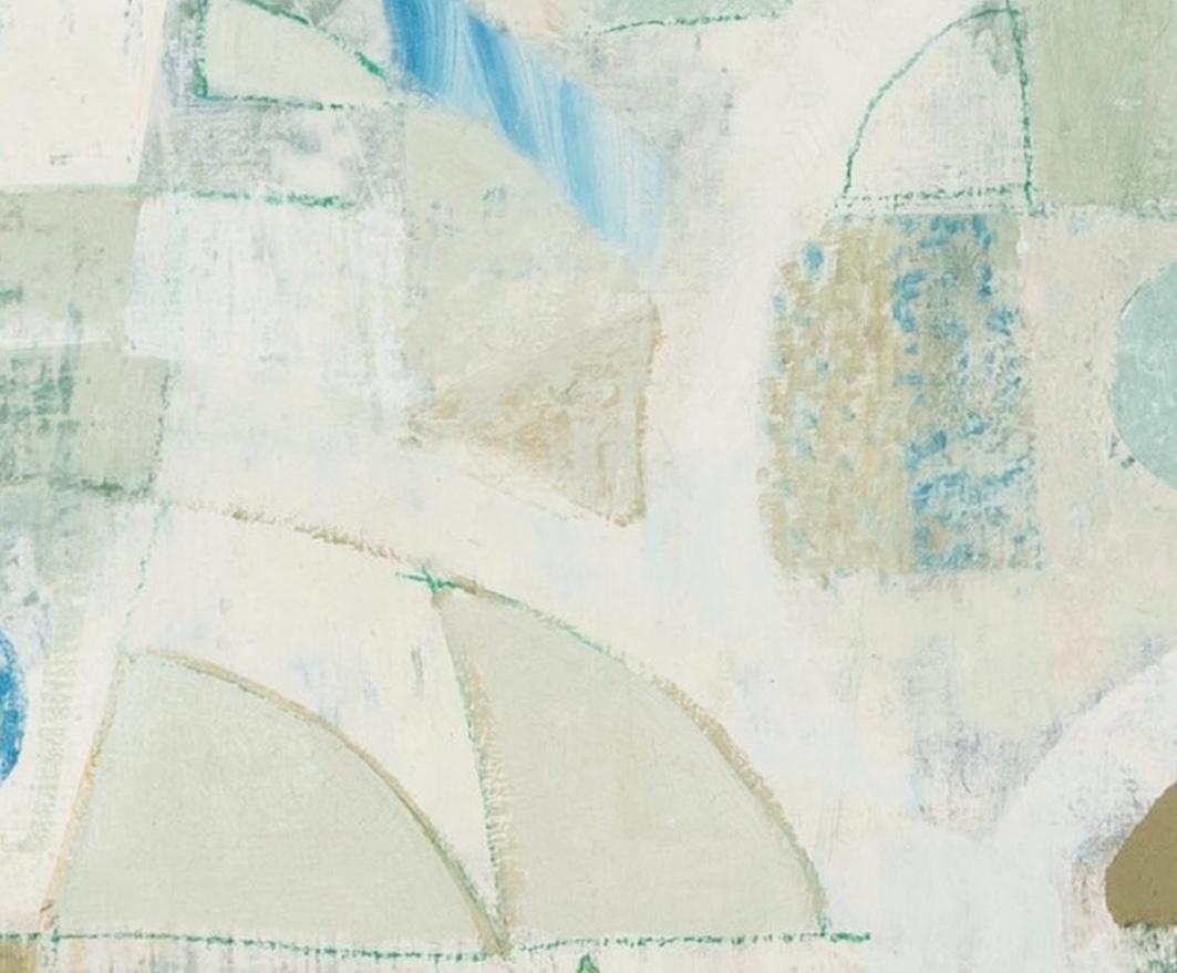 Sotto l'albero II, 2024 - Pittura a olio astratta di colore bianco, grigio e verde in vendita 2
