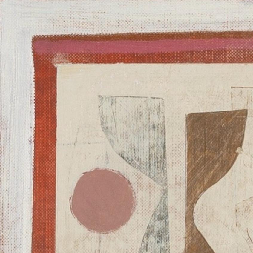 Vaso a baldacchino, 2024 - Pittura a olio astratta su copertina di libro ritrovata, Whiting + Red in vendita 1