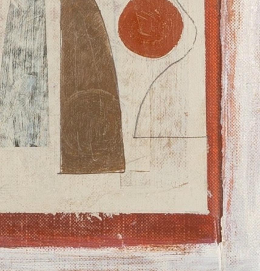 Vaso a baldacchino, 2024 - Pittura a olio astratta su copertina di libro ritrovata, Whiting + Red in vendita 2