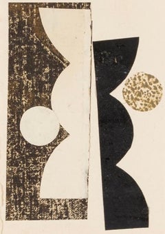 Jarrón con dosel (rosa), obra abstracta de collage monocromo y técnica mixta, 2024