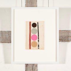 Collage con cerchio rosa, collage astratto geometrico e opera a tecnica mista, 2024