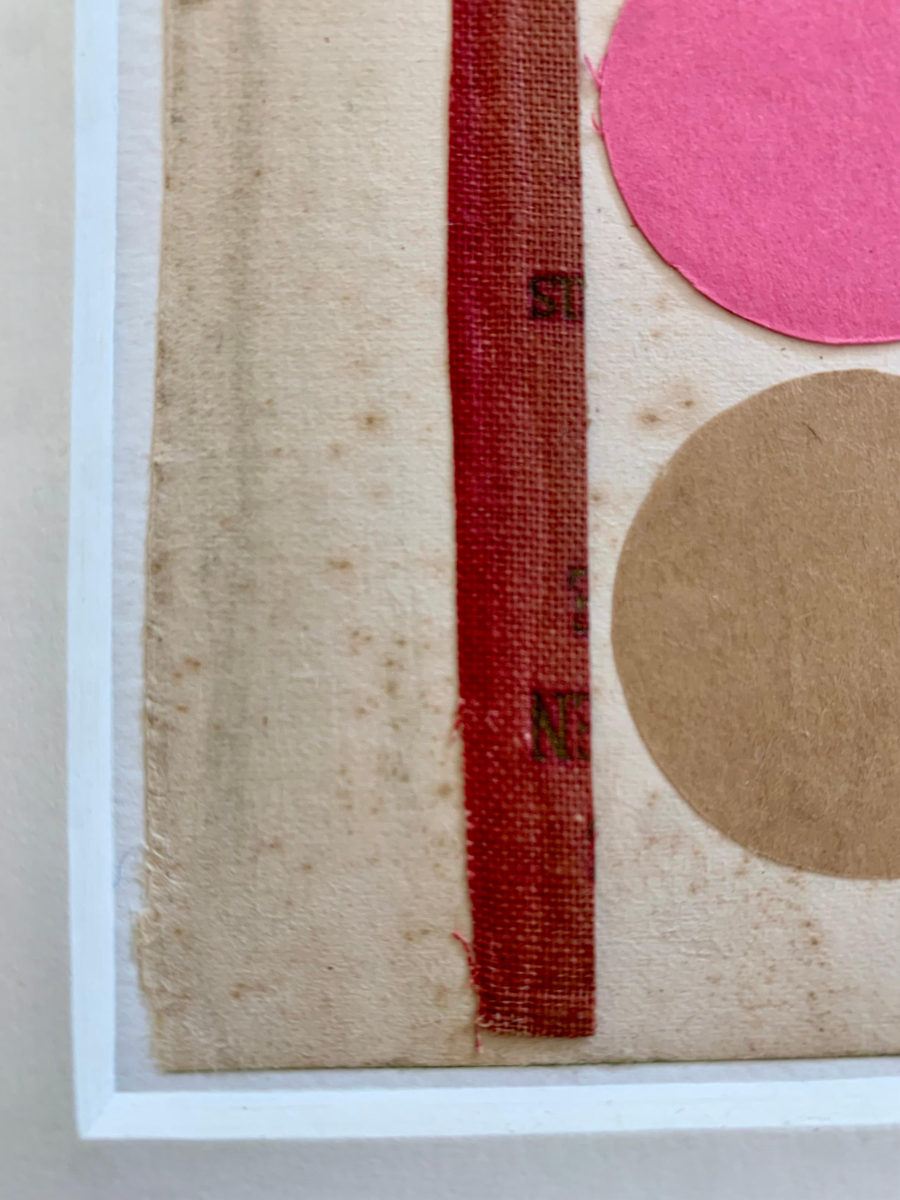 Collage with Pink Circle, Geometric Abstract Collage and Mixed Media Work, 2024 For Sale 3