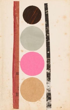 Collage mit rosa Kreis, geometrische abstrakte Collage und Mixed Media-Arbeiten, 2024