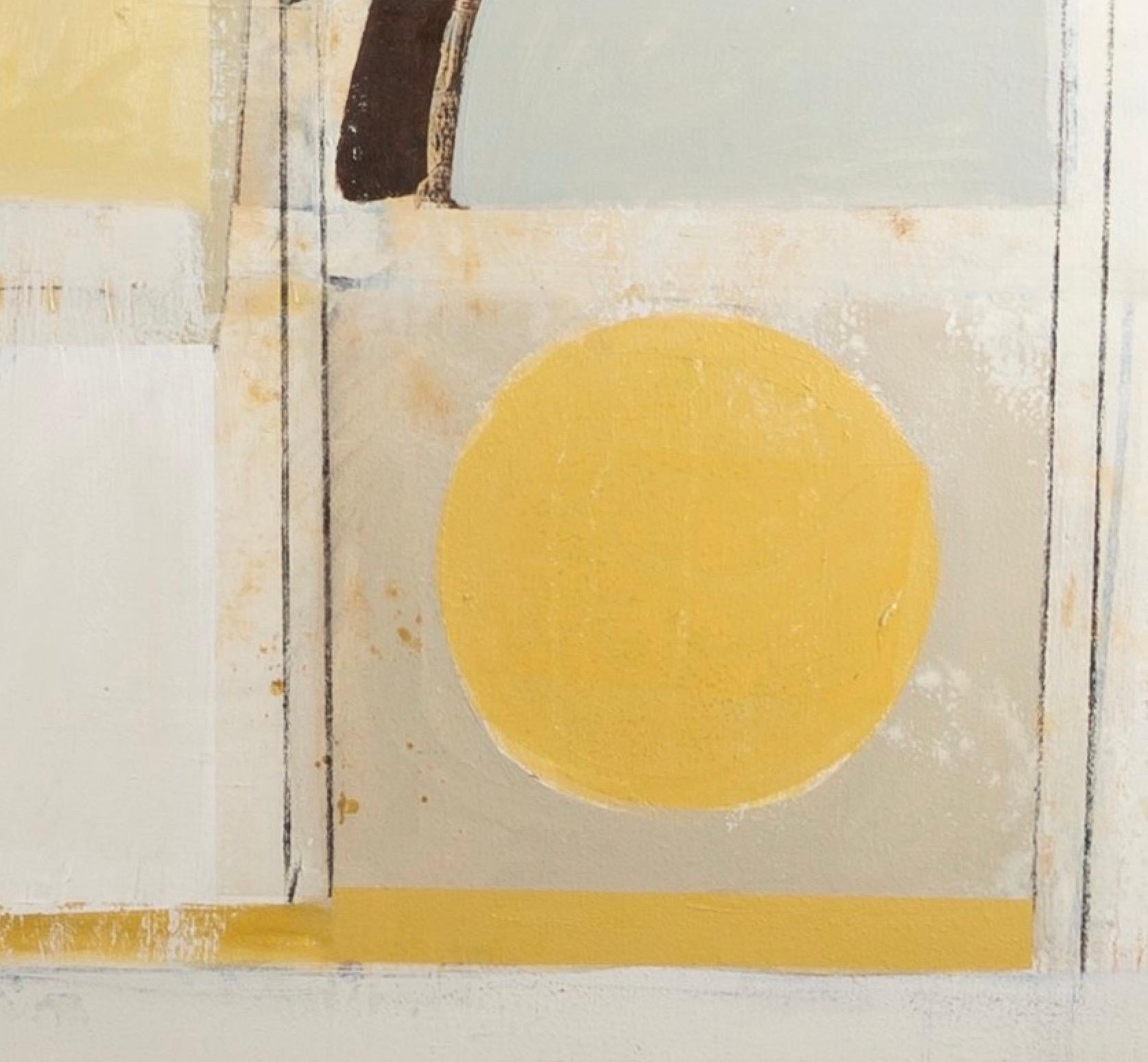 Raccolto, Olio su tela, Pittura geometrica astratta, Giallo e bianco, 2021 3