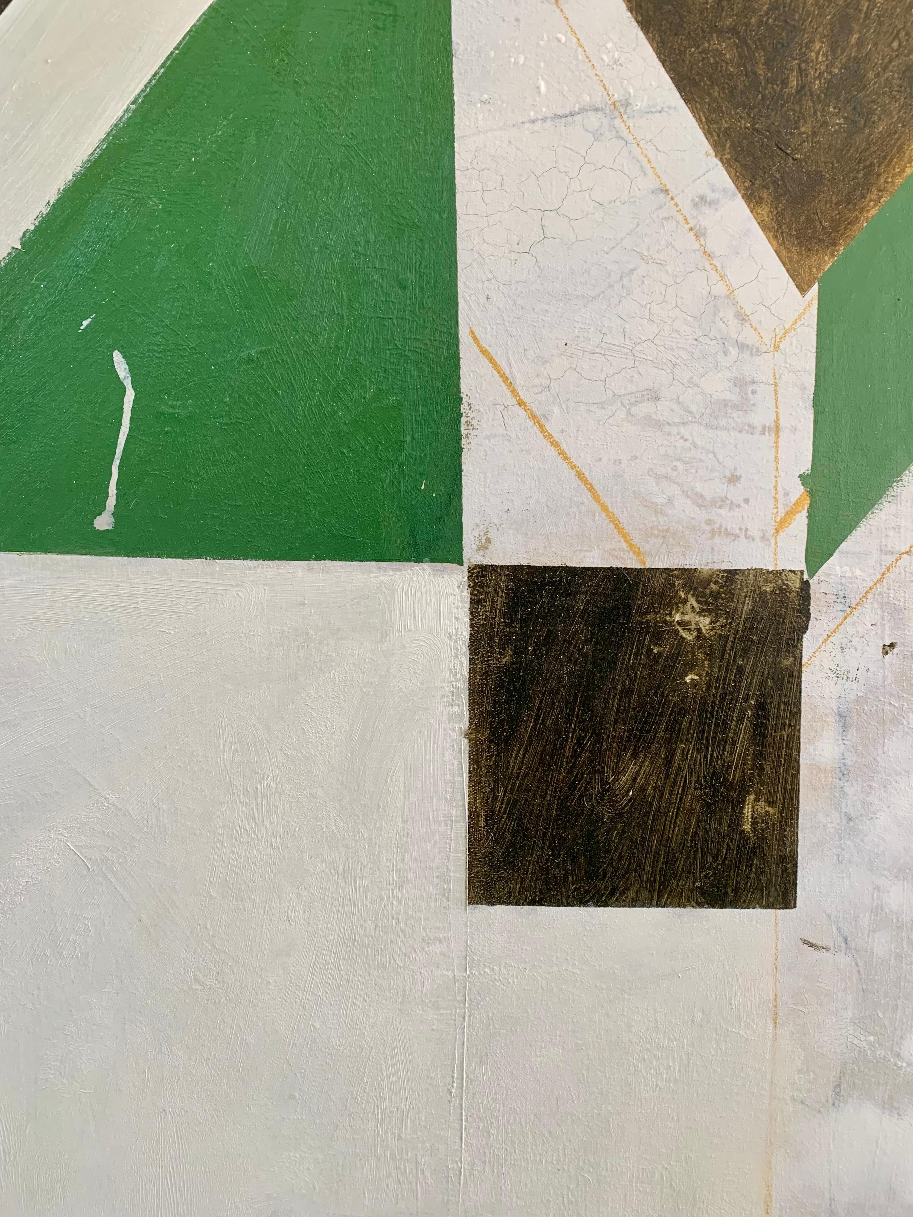 Casa con verde, pittura astratta olio su tela, 2024 1