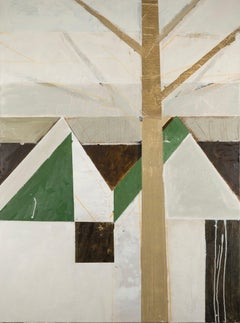 Haus mit Grün, Öl auf Leinwand Gemälde von Daisy Cook, 2024