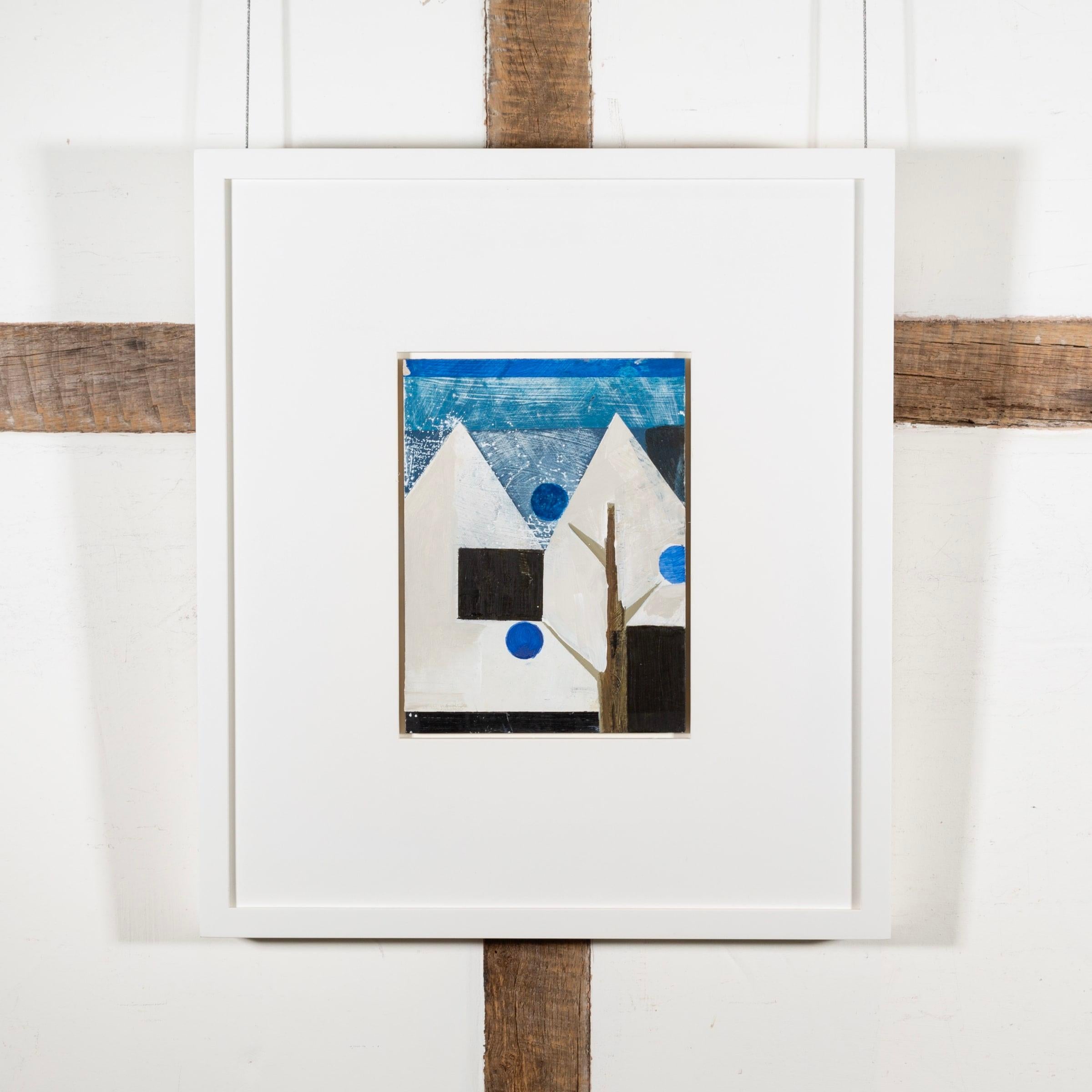Houses on Blue Painting by Daisy Cook, 2022 For Sale 1
