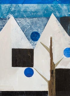 Houses on Blue, Gemälde „Houses on Blue“, von Daisy Cook, 2022