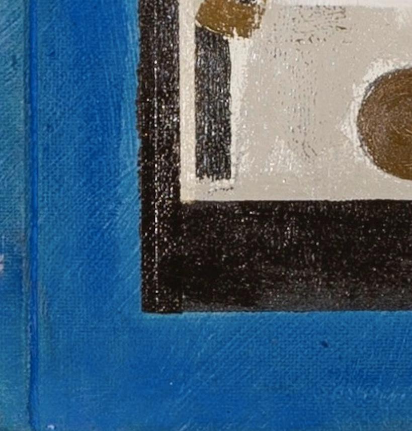 Hoja y tallo - Pintura al óleo geométrica abstracta contemporánea sobre cubierta de libro encontrada en venta 2