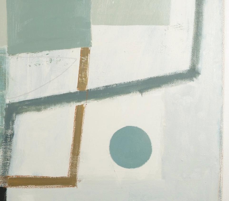 Non lontano dall'albero, 2021-24 - Pittura a olio astratta di grandi dimensioni, blu e bianca - Abstract Painting Grigio di Daisy Cook