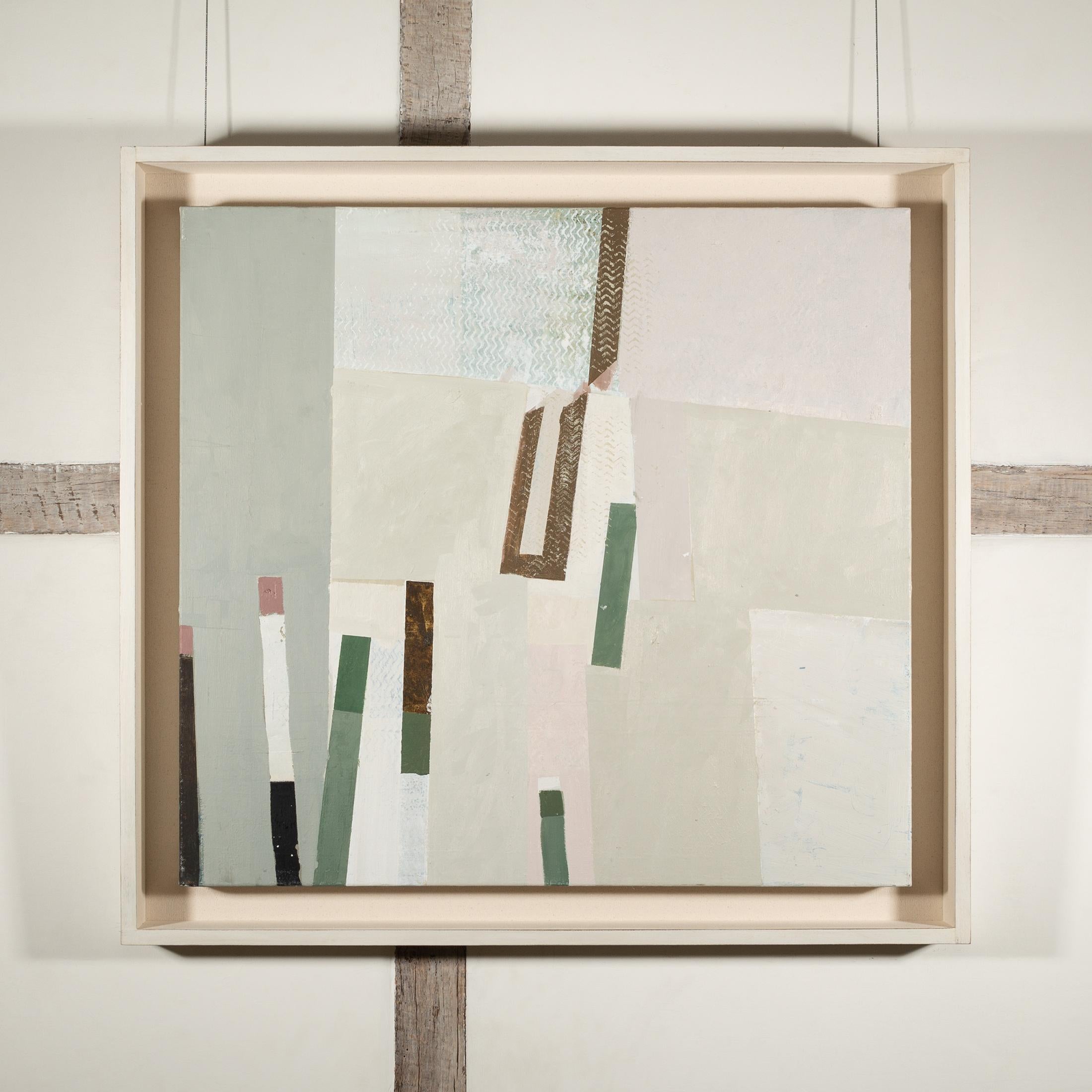 Alberelli I, 2022-2024 - Pittura ad olio astratta minimalista contemporanea in grigio - Painting di Daisy Cook