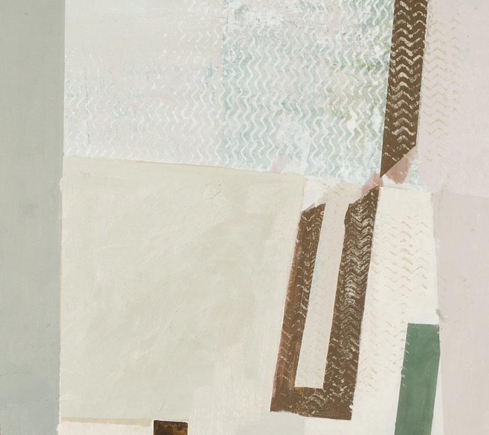 Alberelli I, 2022-2024 - Pittura ad olio astratta minimalista contemporanea in grigio - Abstract Painting Beige di Daisy Cook
