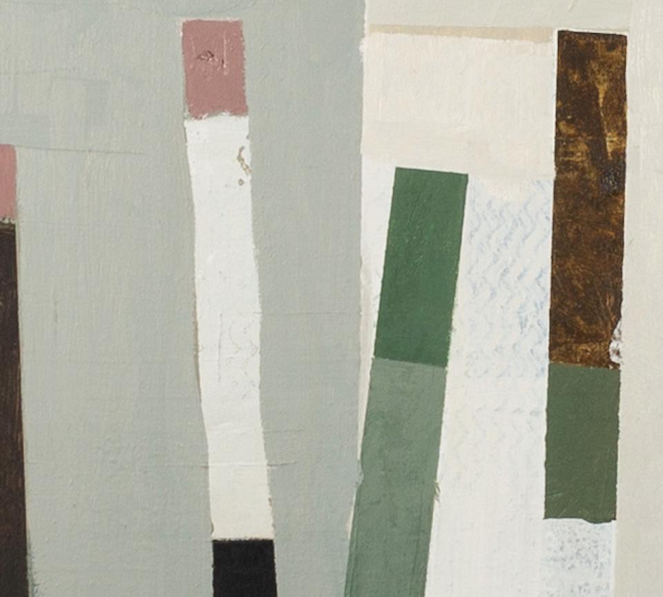 Alberelli I, 2022-2024 - Pittura ad olio astratta minimalista contemporanea in grigio in vendita 1