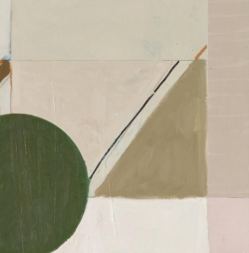 Treeline - Zeitgenössisches großes abstraktes Ölgemälde, Weiß, Grau, Grün + Rosa im Angebot 1