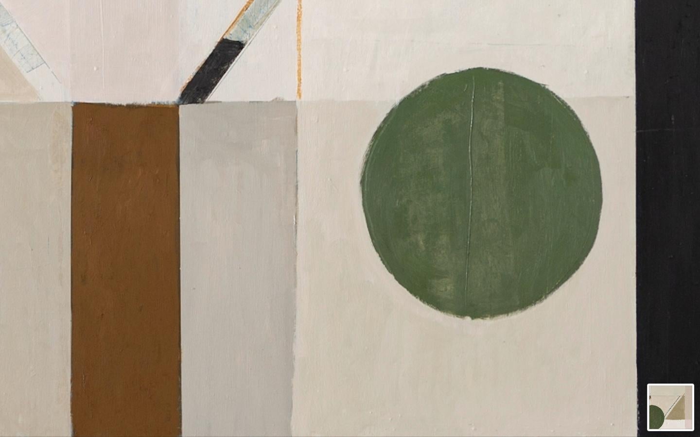 Treeline - Zeitgenössisches großes abstraktes Ölgemälde, Weiß, Grau, Grün + Rosa im Angebot 2