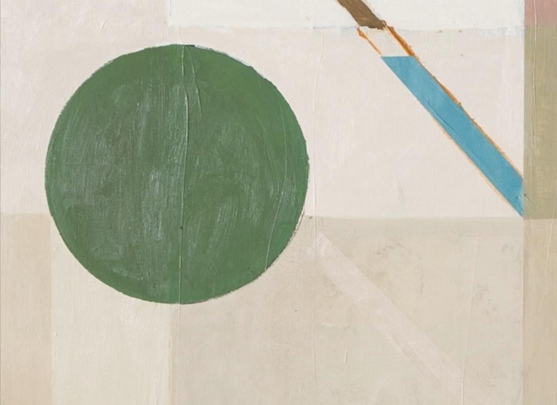 Treeline - Zeitgenössisches großes abstraktes Ölgemälde, Weiß, Grau, Grün + Rosa im Angebot 4