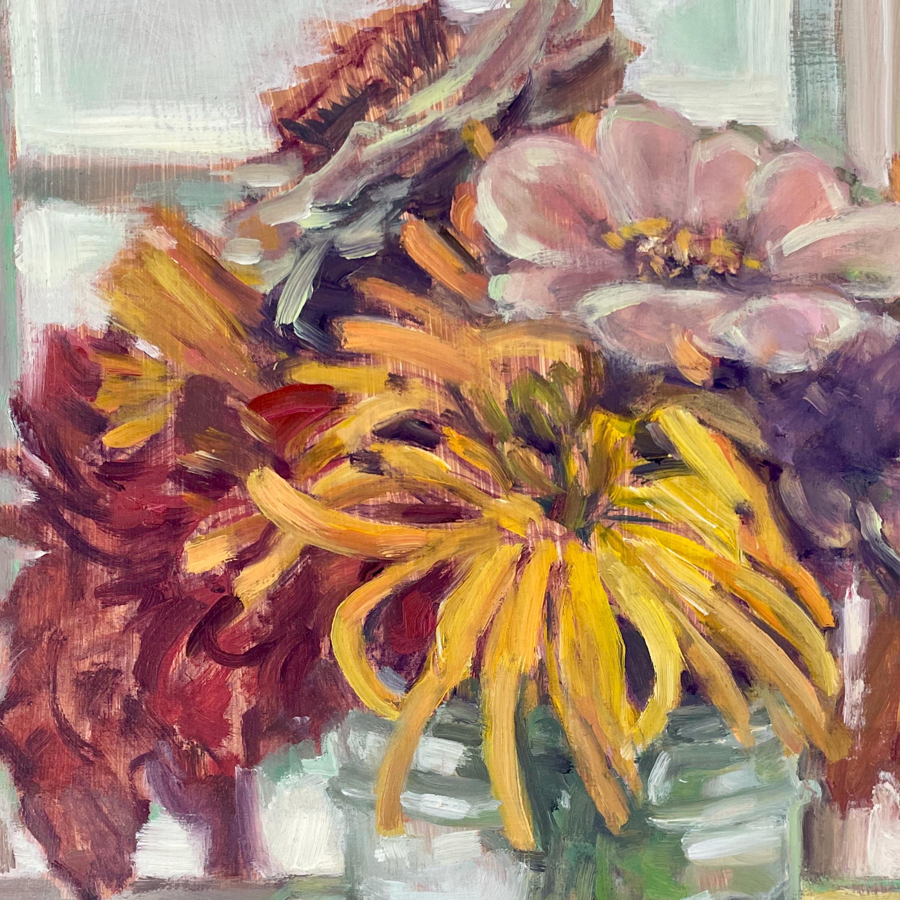 Brian's Flowers, 2020, oil on canvas, floral still-life oil painting - Painting by Daisy Craddock